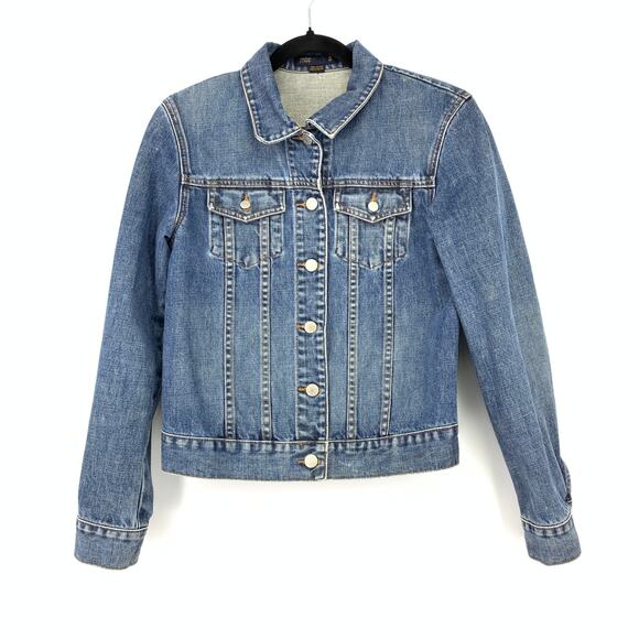 J. Crew Denim Jacket Womens Size Small Medium Wash Denim 100% Cotton - Picture 1 of 5